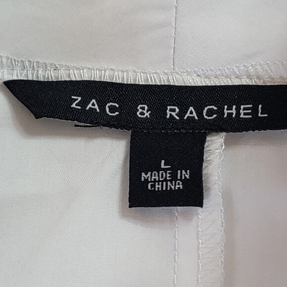 Zac & Rachel Long Sleeve White Button Front Blouse Women's L NWT - Picture 2 of 6